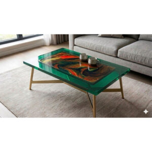 Bàn Trà Cafe Full Epoxy 60x90x3cm- Tinh Vân Đỏ GR02- Thiết Kế Độc Bản-SX Xưởng Nội Thất Jolie House